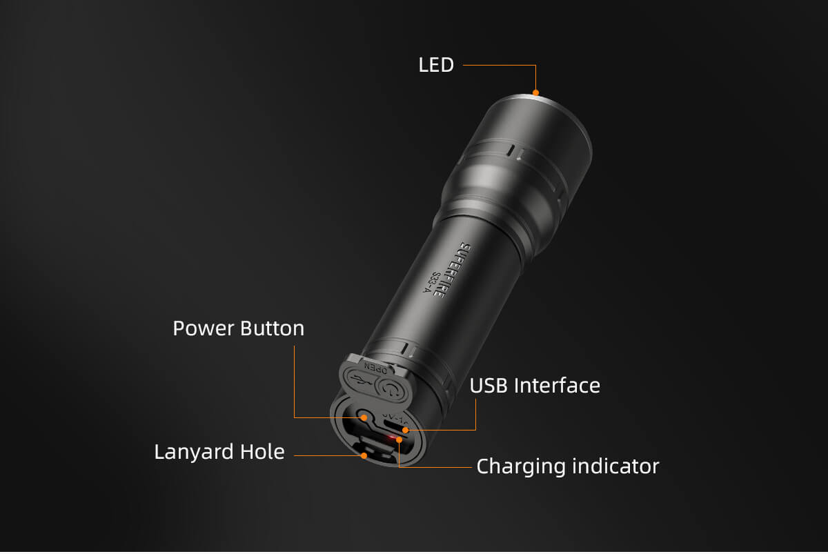 SUPERFIRE Uzlādējams lukturītis | 800 mAh akumulators | USB | 124 lm | IP43 2