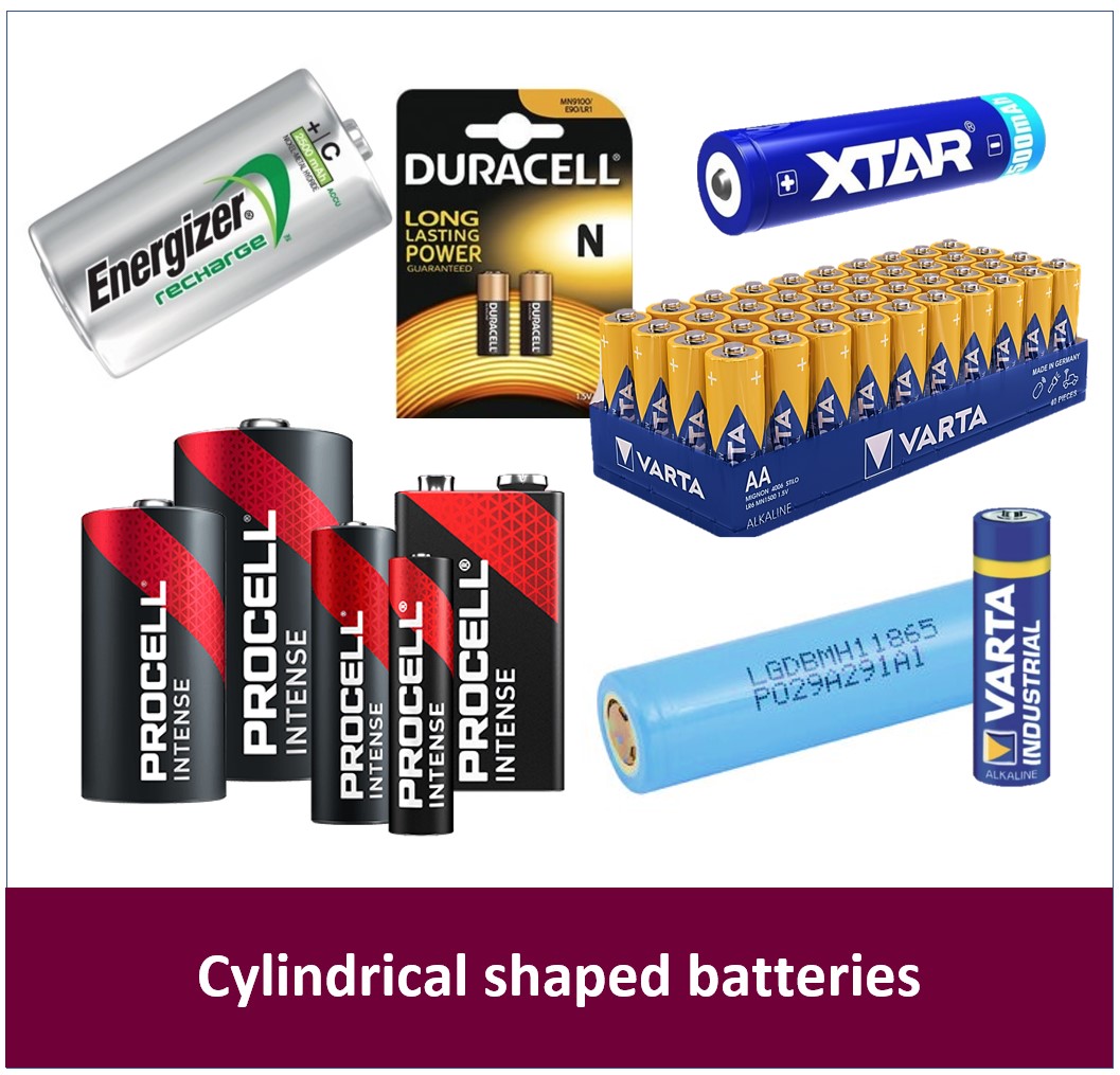 Cylindrical shaped batteries