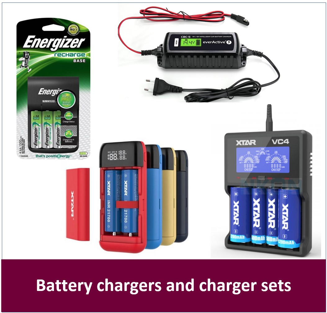 Battery chargers and charger sets