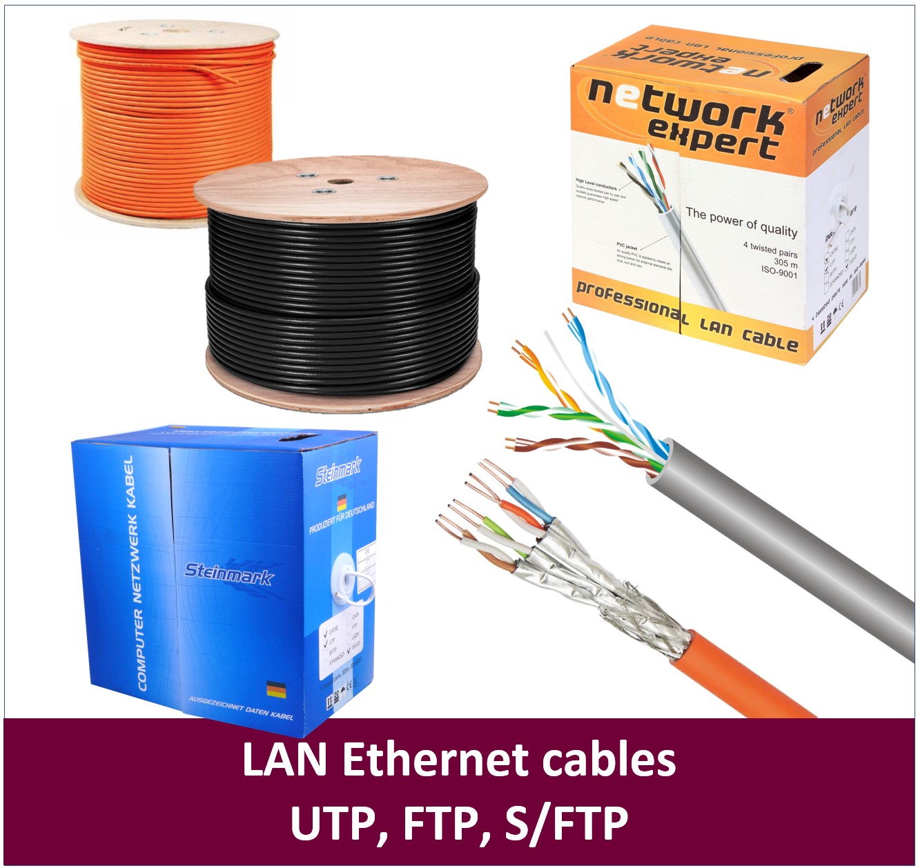 LAN Ethernet cables UTP, FTP, S/FTP