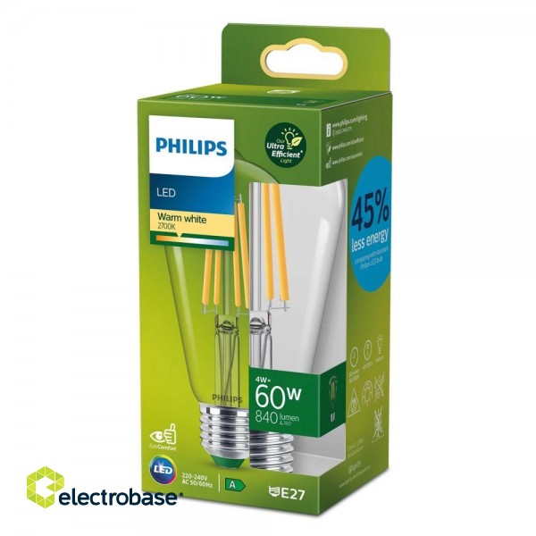 Philips LED Classic 4W (60W) ST64 E27 2700K Clear spuldze 840lm 8720169202689