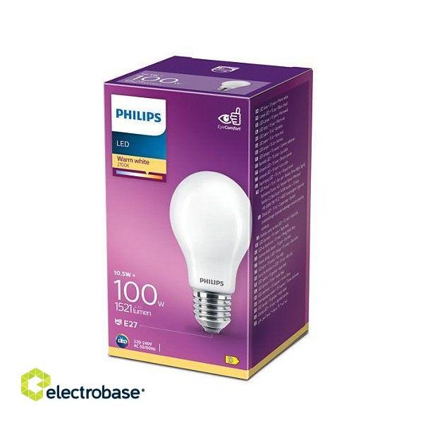 Philips LED classic 10.5W (100W) E27 A60 2700K matēta spuldze 1521lm