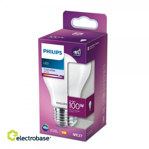 Philips LED classic 10.5W (100W) E27 4000K A60 matēta spuldze 1521lm 8718699777494