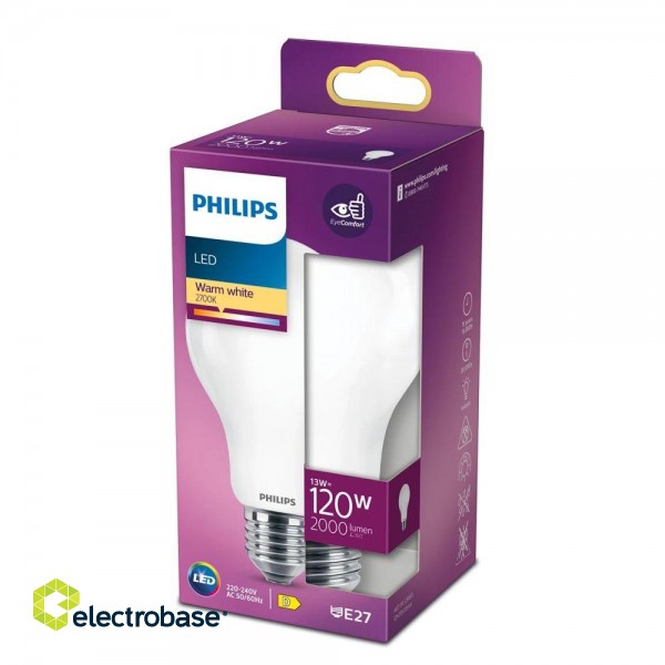 Philips LED classic 13W (120W) A67 E27 2700K matēta spuldze 2000lm