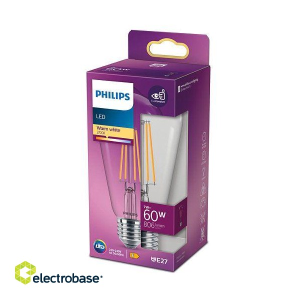 Philips LED classic 7W (60W) ST64 E27 2700K Clear spuldze 806lm