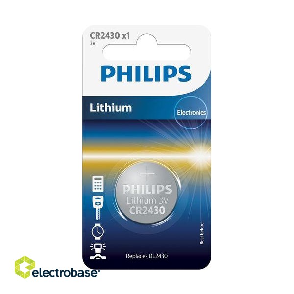 Philips Minicells pogveida baterija CR2430 1 gb 8711500829351