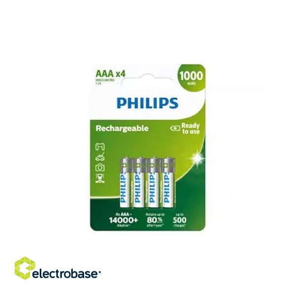 Philips uzlādējamā baterija AAA 1000mah 4 gb