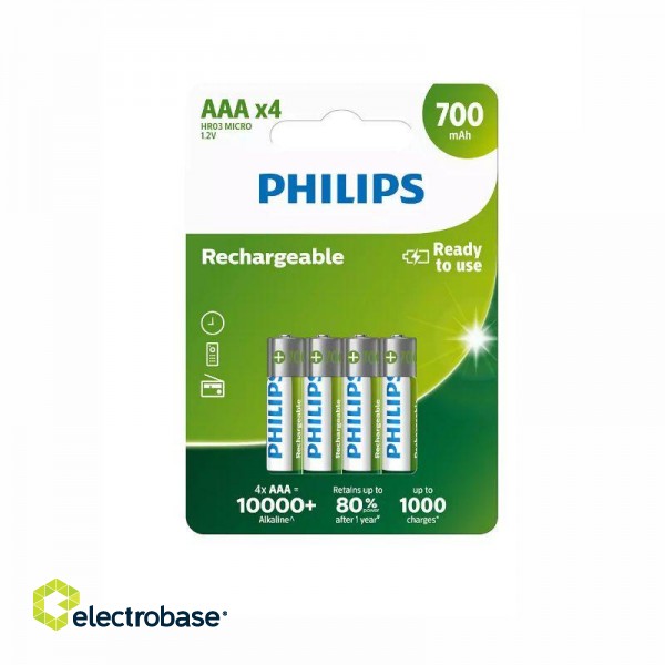 Philips uzlādējamā baterija AAA 700 mAh 4 gb