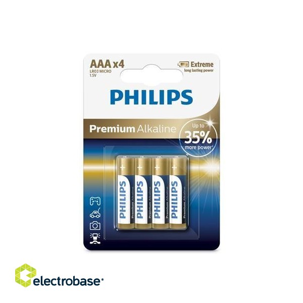Philips Premium Alkaline LR03M4B AAA baterija 4gb 4895185609751