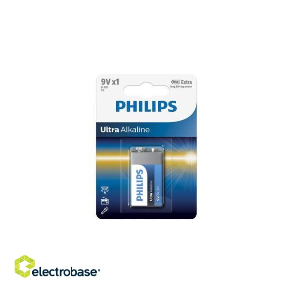 Philips Ultra Alkaline 6LR61E1B 9V baterija 1 gb 8712581557133