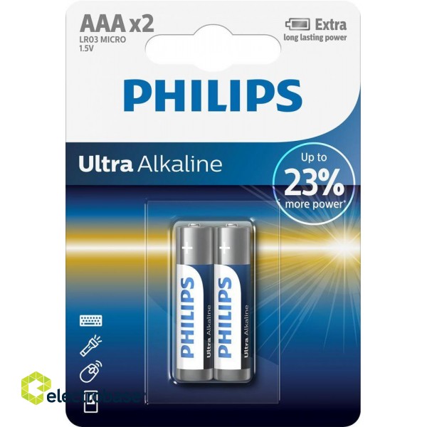 Philips Ultra Alkaline LR03E2B AAA baterija 2 gb 8712581550493
