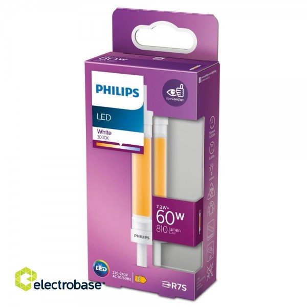 Philips LED 7.2W (60W) R7S 118mm 3000K spuldze 810lm