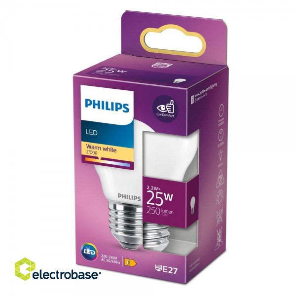 LED classic 2.2W (25W) P45 E27 2700K matēta spuldze 250lm