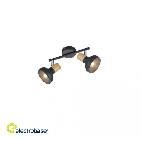 Trio-Lighting Latika 2-pc E14 matt black/wood virziena gaismeklis