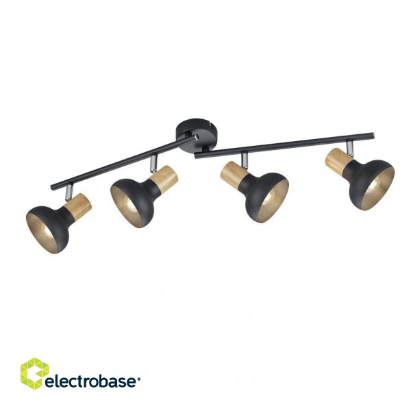 Trio-Lighting Latika 4-pc E14 matt black/wood virziena gaismeklis