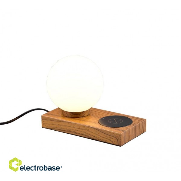 TRIO-Lighting Chloe table lamp E14 wood with charging station gaismeklis