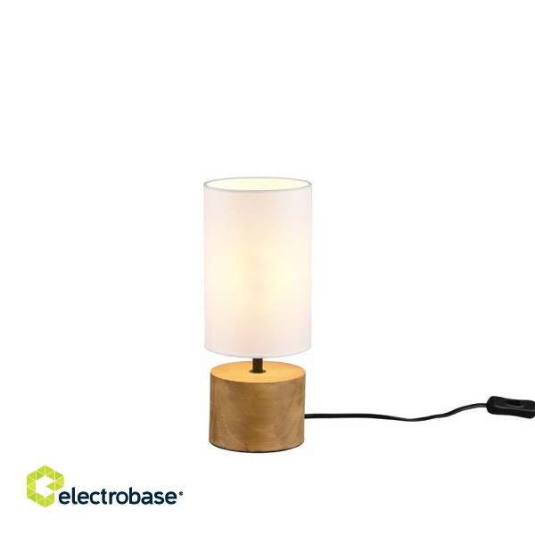 TRIO-Lighting Woody table lamp 12 cm round E14 white/wood gaismeklis