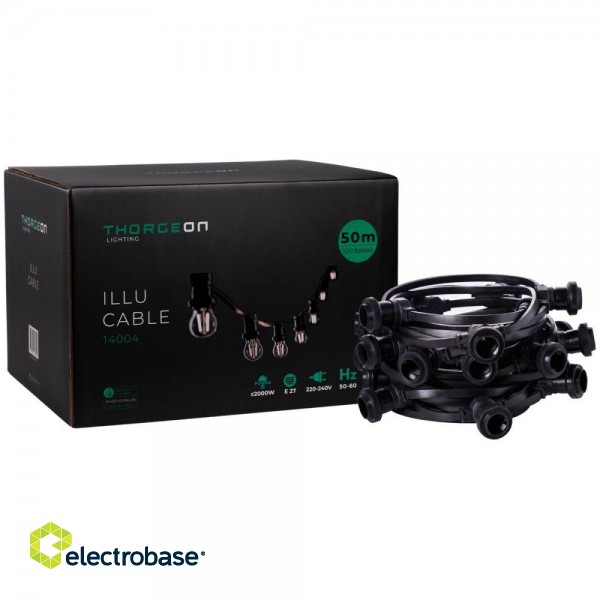 Virteņu vads ILLU Cable E27 51.5m 100 bases IP44 -0,5m