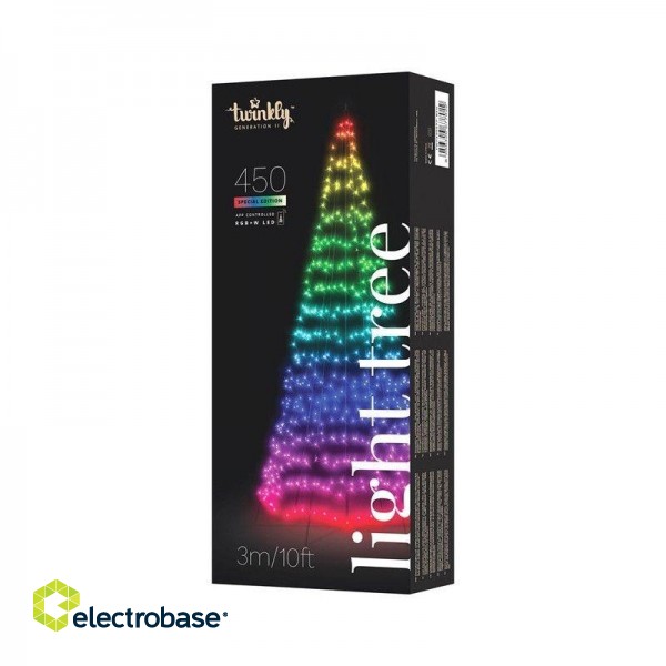 Twinkly Viedā LED lampiņu egle Twinkly Light Tree RGB+W, Gen II, 3m, 450LED, IP44, BT+WiFi 8056326677183