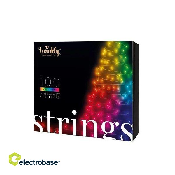 Twinkly Viedā LED lampiņu virtene Twinkly Strings RGB, Gen II, 8m, 100LED, IP44, BT+WiFi