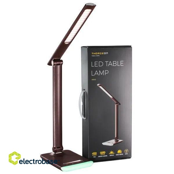 LED Table Lamp 7W Leather 2800K-6000K Dimmable USB 5V 2.1A + RGB Touch Light THORGEON galda lampa
