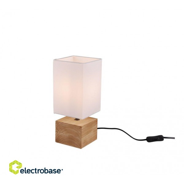 TRIO-Lighting Woody table lamp 12 cm square E14 white/wood gaismeklis