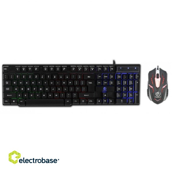 Rebeltec OPPRESSOR Gaming Combo Set Keyboard with LED RGD + Mouse 2400DPI USB Black (ENG) image 1