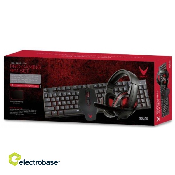 Varr VG4IN1SET01 PRO Gaming 4in1 Set / Keyboard / Mouse / Headset / Mouse Pad / ENG image 1