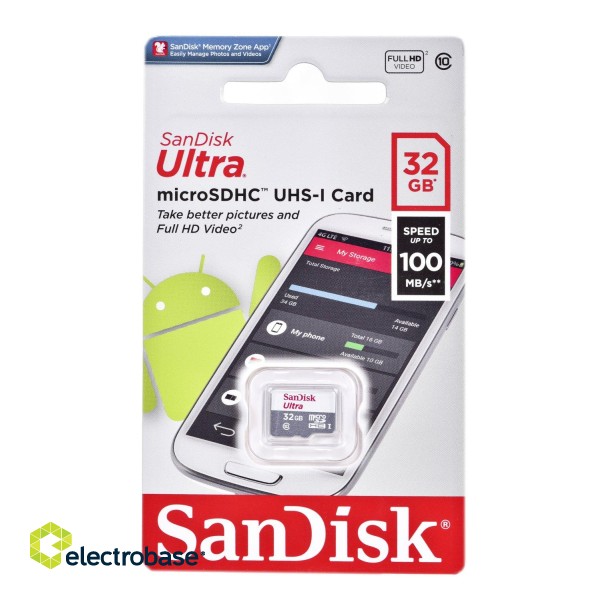 SanDisk Ultra Light microSDHC 32GB 100MB/s Class 10 Atmiņas karte image 2