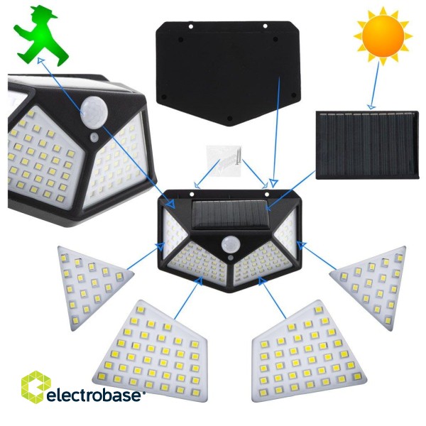 RoGer Solar Lamp with halogen 100 LED motion sensor paveikslėlis 3