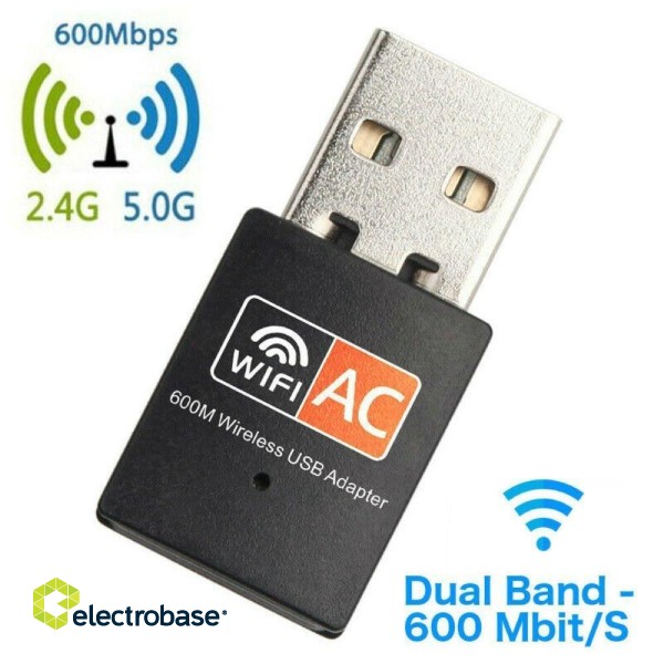 RoGer USB WiFi Dual Band Adapteris 802.11ac / 600mbps / RTL8811cu image 2