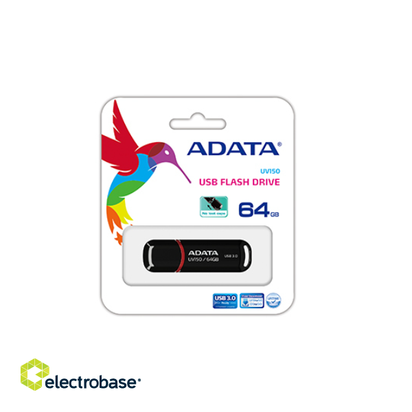 ADATA AUV150-64G-RBK Zibatmiņa 64GB image 2