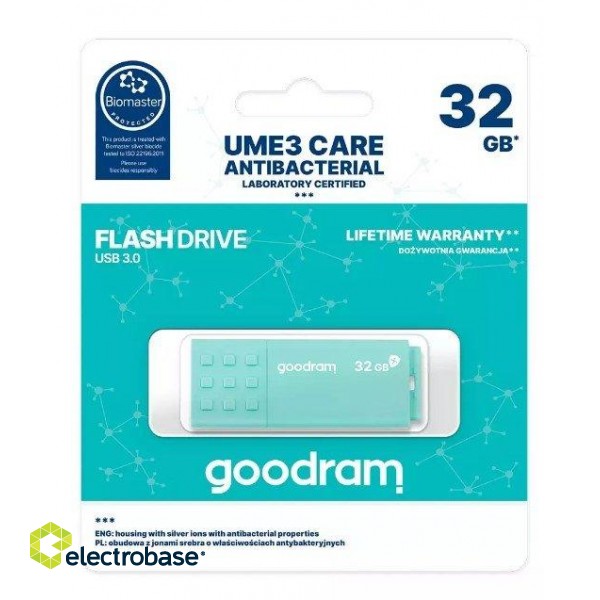 Goodram 32GB UME3 Care USB 3.0 Zibatmiņa image 1