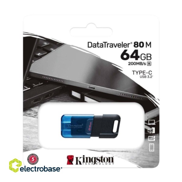Kingston 64GB DataTraveler 80M UBS 3.2 USB-C Zibatmiņas image 3
