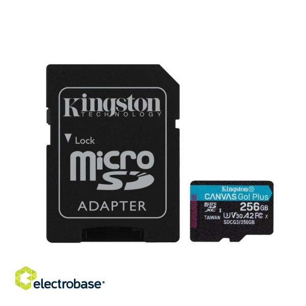 Kingston microSDXC Canvas Go! Plus 256GB Atmiņas karte + Adapteris image 1