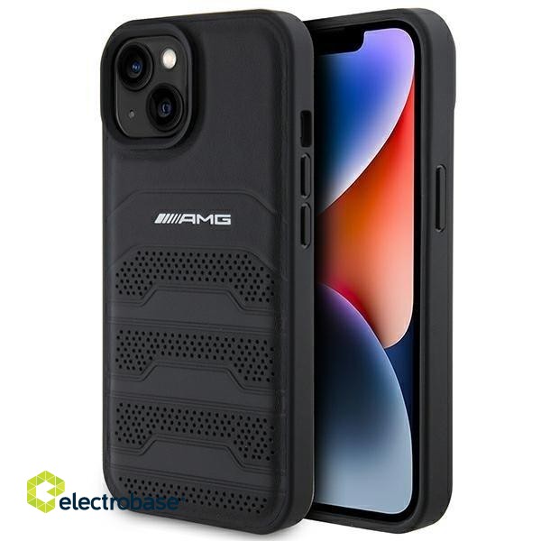 AMG Leather Debossed Lines Back Case for Apple iPhone 15 image 1