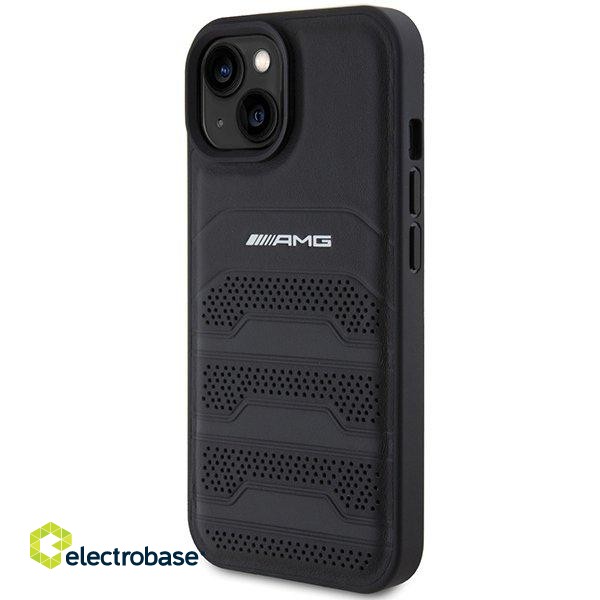 AMG Leather Debossed Lines Back Case for Apple iPhone 15 image 2