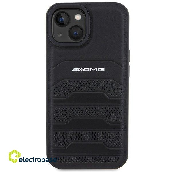AMG Leather Debossed Lines Back Case for Apple iPhone 15 Plus image 3