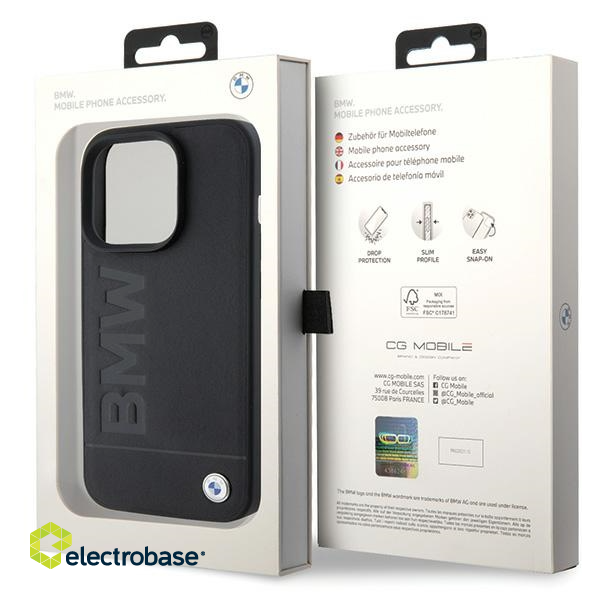 BMW Magsafe Leather Hot Stamp Case Aizmugurējais Ādas Apvalks Priekš Apple iPhone 15 Pro Max image 3