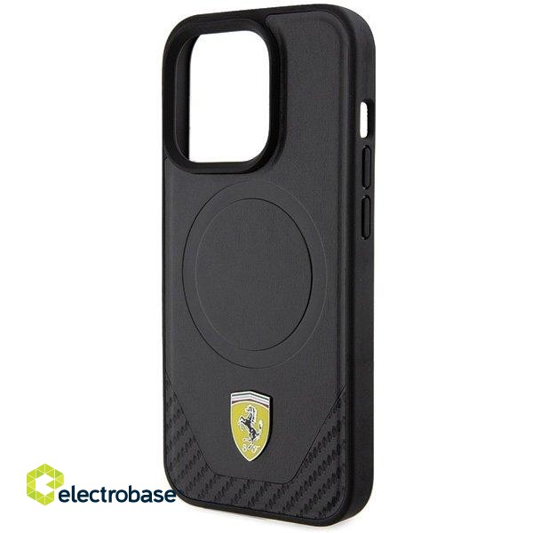 Ferrari Carbon Metal Logo MagSafe Back Case Защитный Чехол для Apple iPhone 15 Pro фото 6
