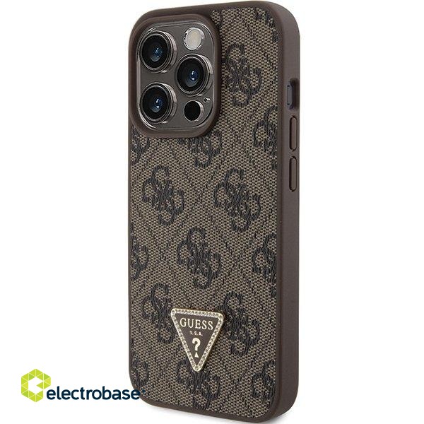 Guess PU Leather 4G Triangle Strass Case Защитный Чехол для iPhone 15 Pro фото 2