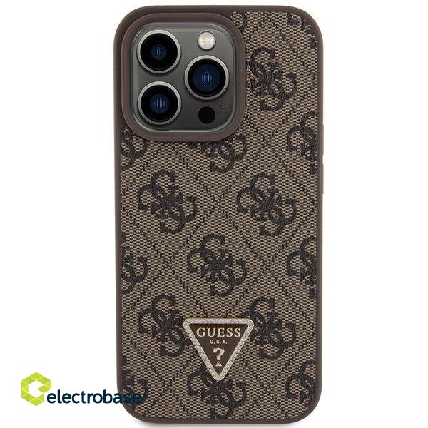 Guess PU Leather 4G Triangle Strass Case Защитный Чехол для iPhone 15 Pro фото 3