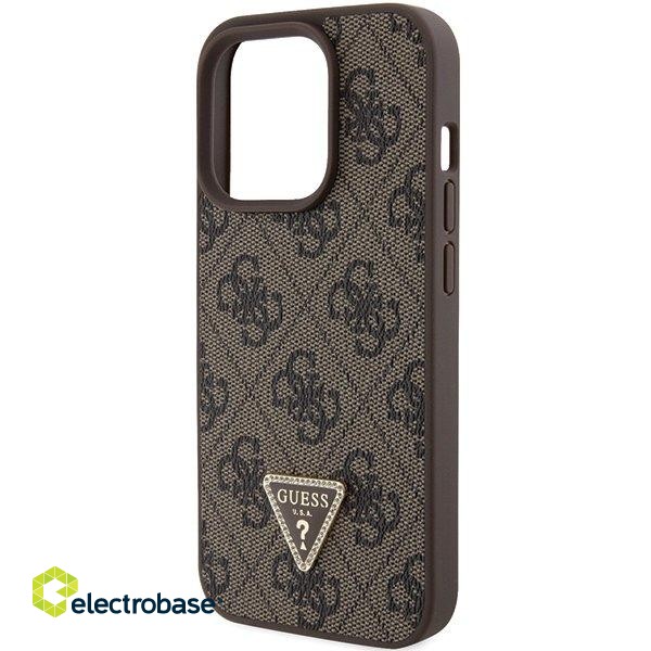 Guess PU Leather 4G Triangle Strass Case Защитный Чехол для iPhone 15 Pro фото 5