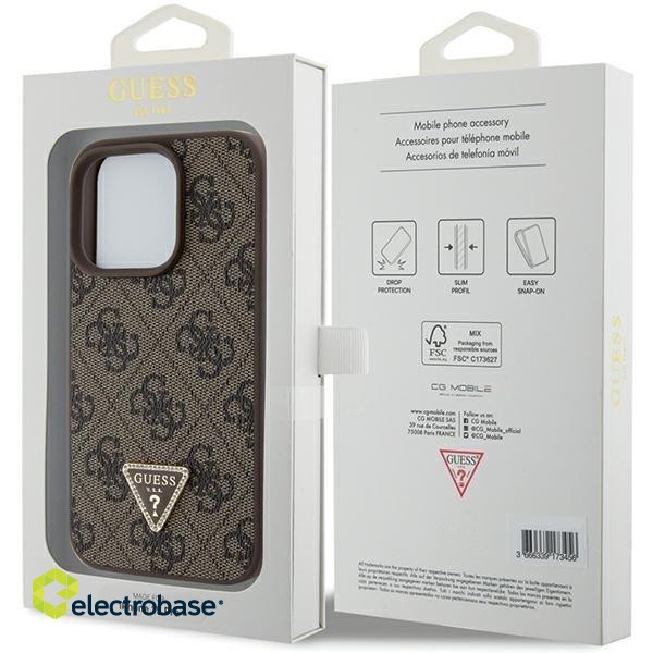 Guess PU Leather 4G Triangle Strass Case Защитный Чехол для iPhone 15 Pro фото 7