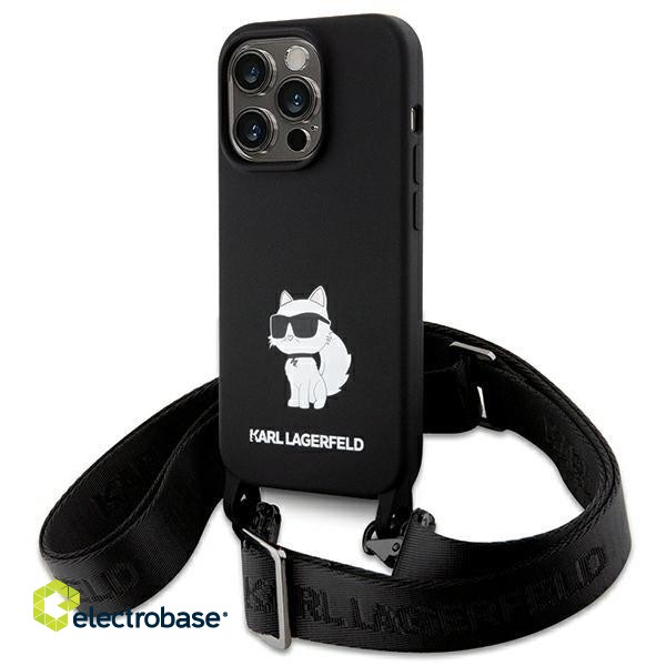 Karl Lagerfeld Crossbody Silicone Choupette Back Case Aizsargapvalks Priekš Apple iPhone 15 Pro image 1