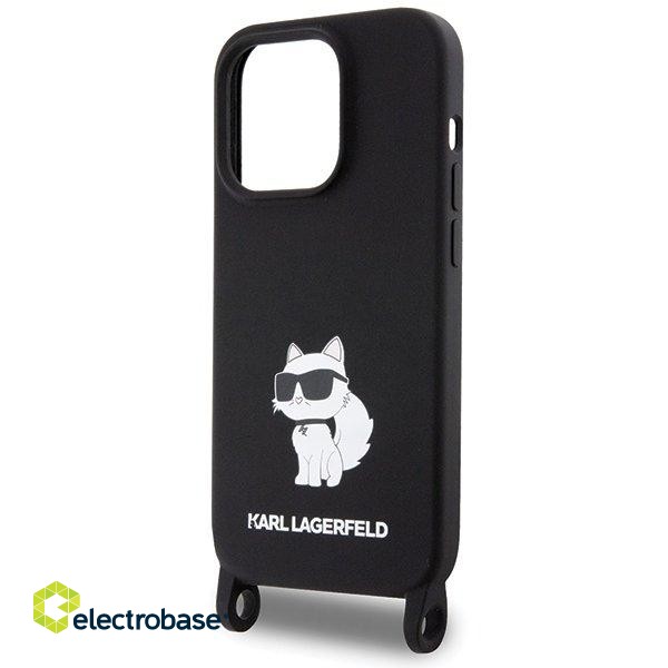 Karl Lagerfeld Crossbody Silicone Choupette Back Case Aizsargapvalks Priekš Apple iPhone 15 Pro image 5