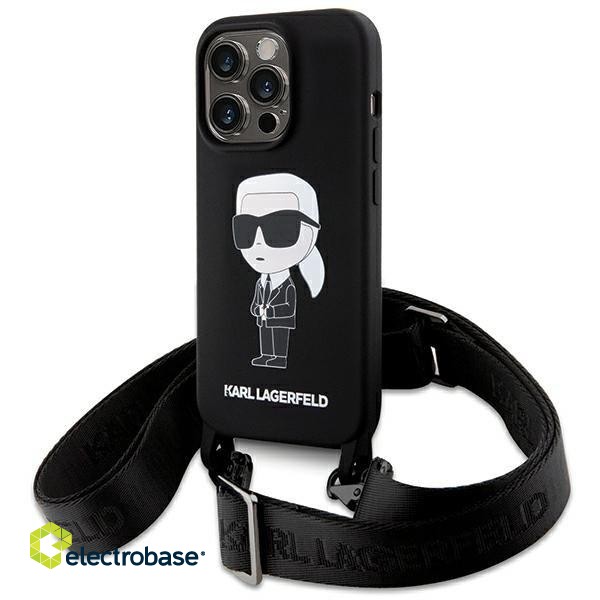 Karl Lagerfeld Crossbody Silicone Ikonik Back Case Aizsargapvalks Priekš Apple iPhone 15 Pro image 1