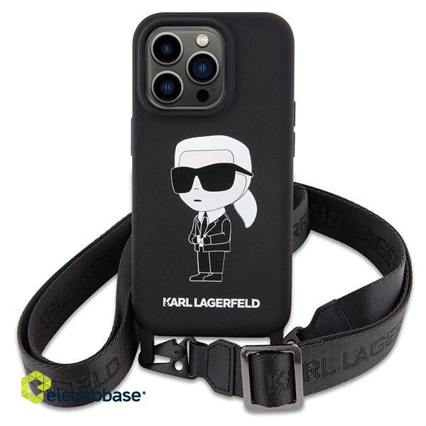 Karl Lagerfeld Crossbody Silicone Ikonik Back Case Aizsargapvalks Priekš Apple iPhone 15 Pro image 2