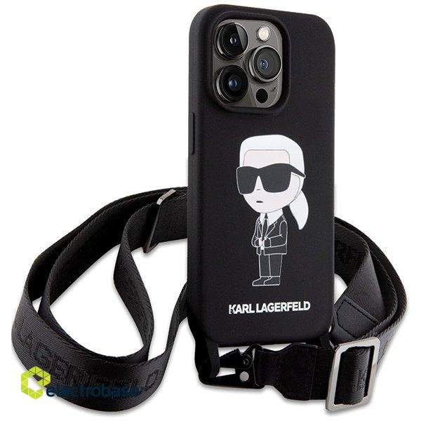 Karl Lagerfeld Crossbody Silicone Ikonik Back Case Aizsargapvalks Priekš Apple iPhone 15 Pro image 3