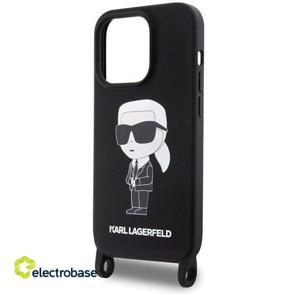 Karl Lagerfeld Crossbody Silicone Ikonik Back Case Aizsargapvalks Priekš Apple iPhone 15 Pro image 5